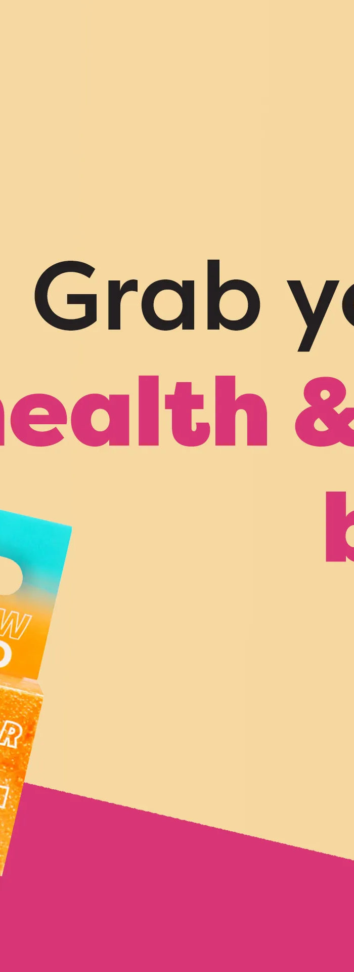 Promotional banner showing several XHC and Pepton Beauty products on a pink and beige background, with text reading 'Grab yourself a health & beauty bargain! from €2' and a large euro 2 price card.