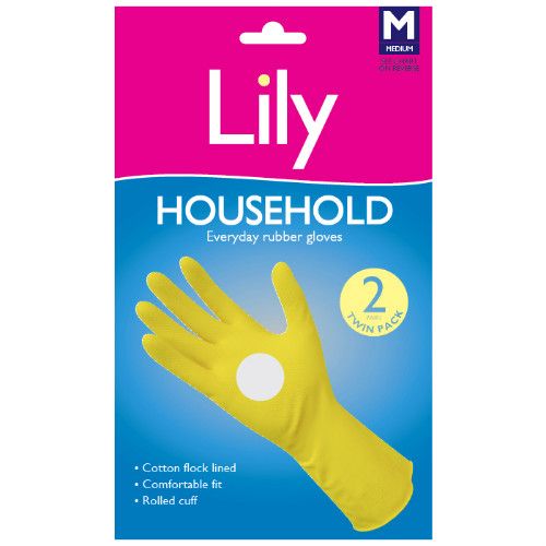 Lily Everyday Rubber Gloves Medium Twin Pack