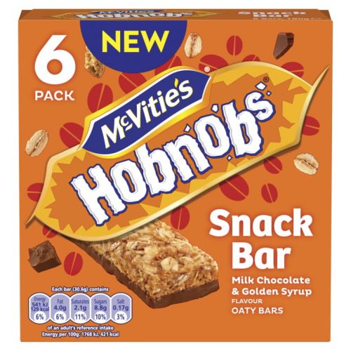 McVities Hobnobs Golden Syrup Snack Bar 6x30g