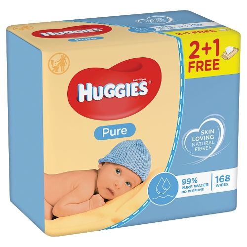 Huggies Baby Wipes Pure 168pk 2+1 Free