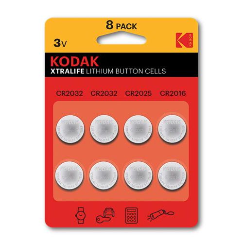 Kodak Xtralife Lithium Button Cell 8 Pack
