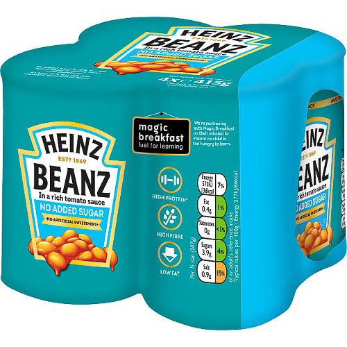 Heinz No Added Sugar Beanz 4x415g