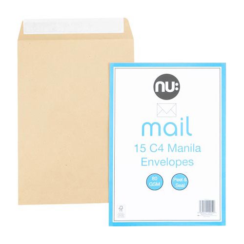 Nu C4 Manilla Envelopes 15pk