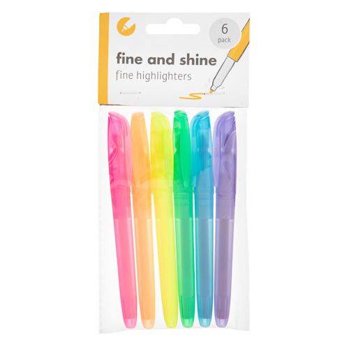 Fine Highlighters 6 Pack