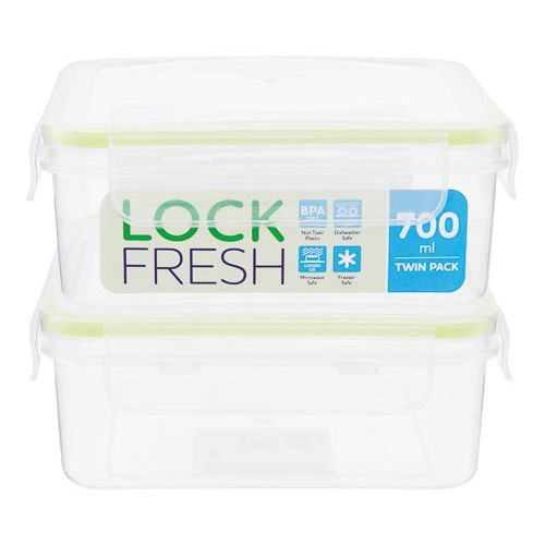 Square Clip Lock Container 2 Pack