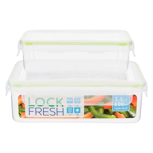 Rectangle Clip Lock Container 2 Pack