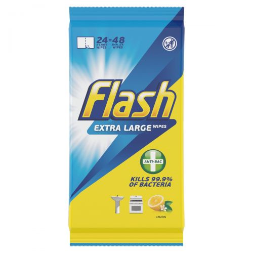 Flash Antibacterial Cleansing Wipes Lemon 48 Pack