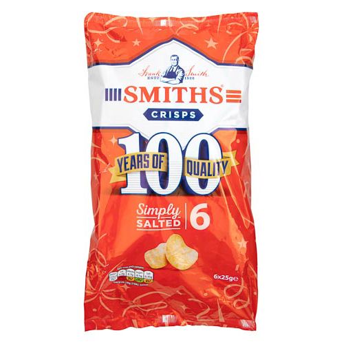 Smiths Crisps Simply Salted 6x25g