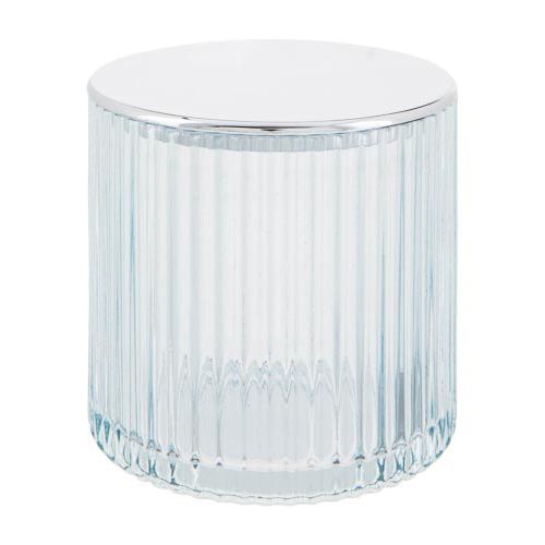Glass Trinket Pot With Silver Lid
