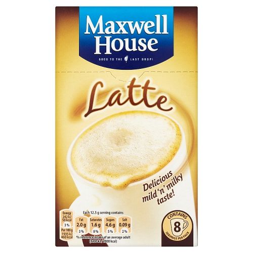 Maxwell House Latte Instant Coffee Sachets 8x100g