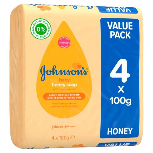 Johnsons Honey Baby Soap 4x100g